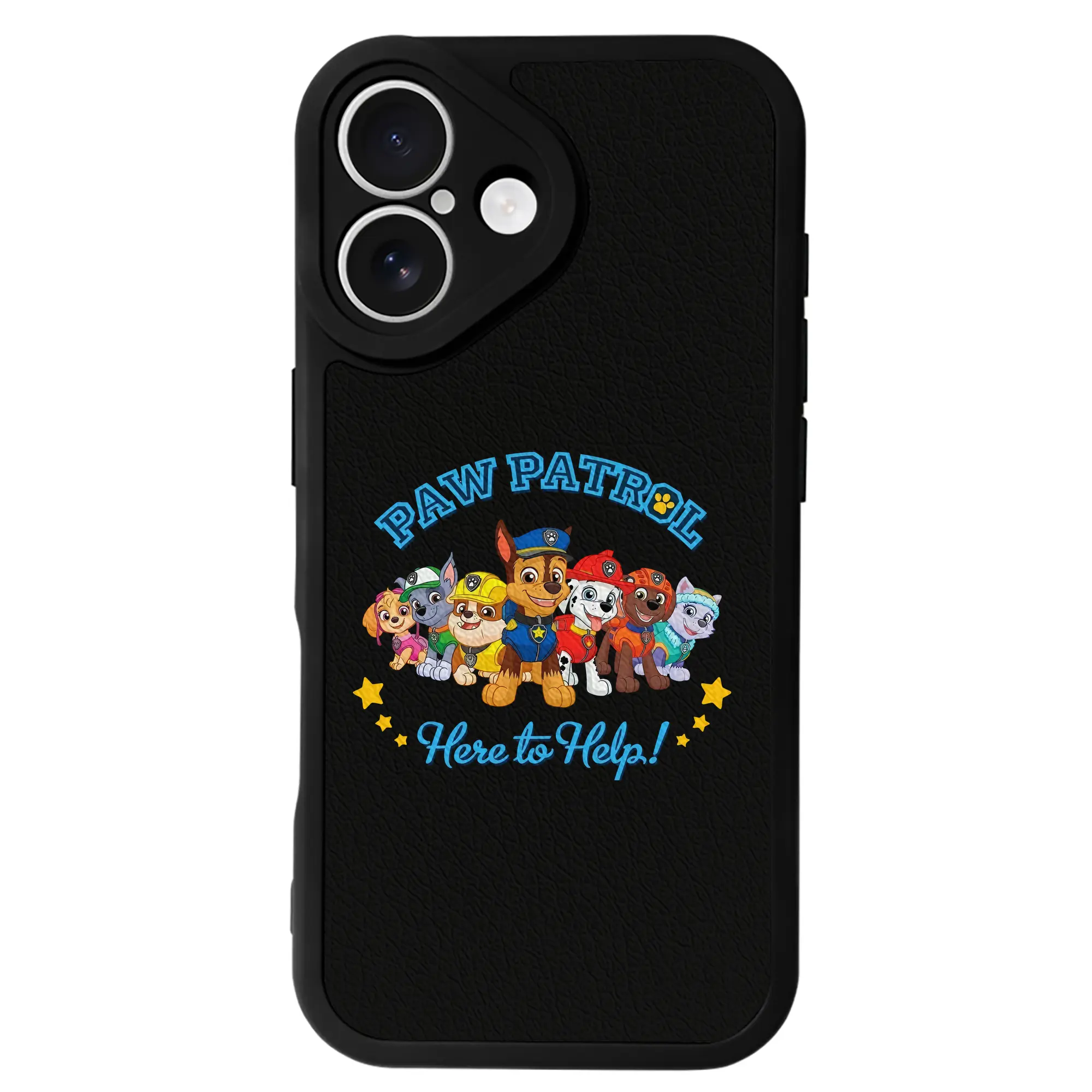 パウ・パトロール グッズ チェイス - IPhone 16シリーズ対応 ・ シリコンスマホケース ・ レザー調 ・ 高精度フィット ・ 耐衝撃 ・ ワイヤレス充電対応 ・ 精密カット